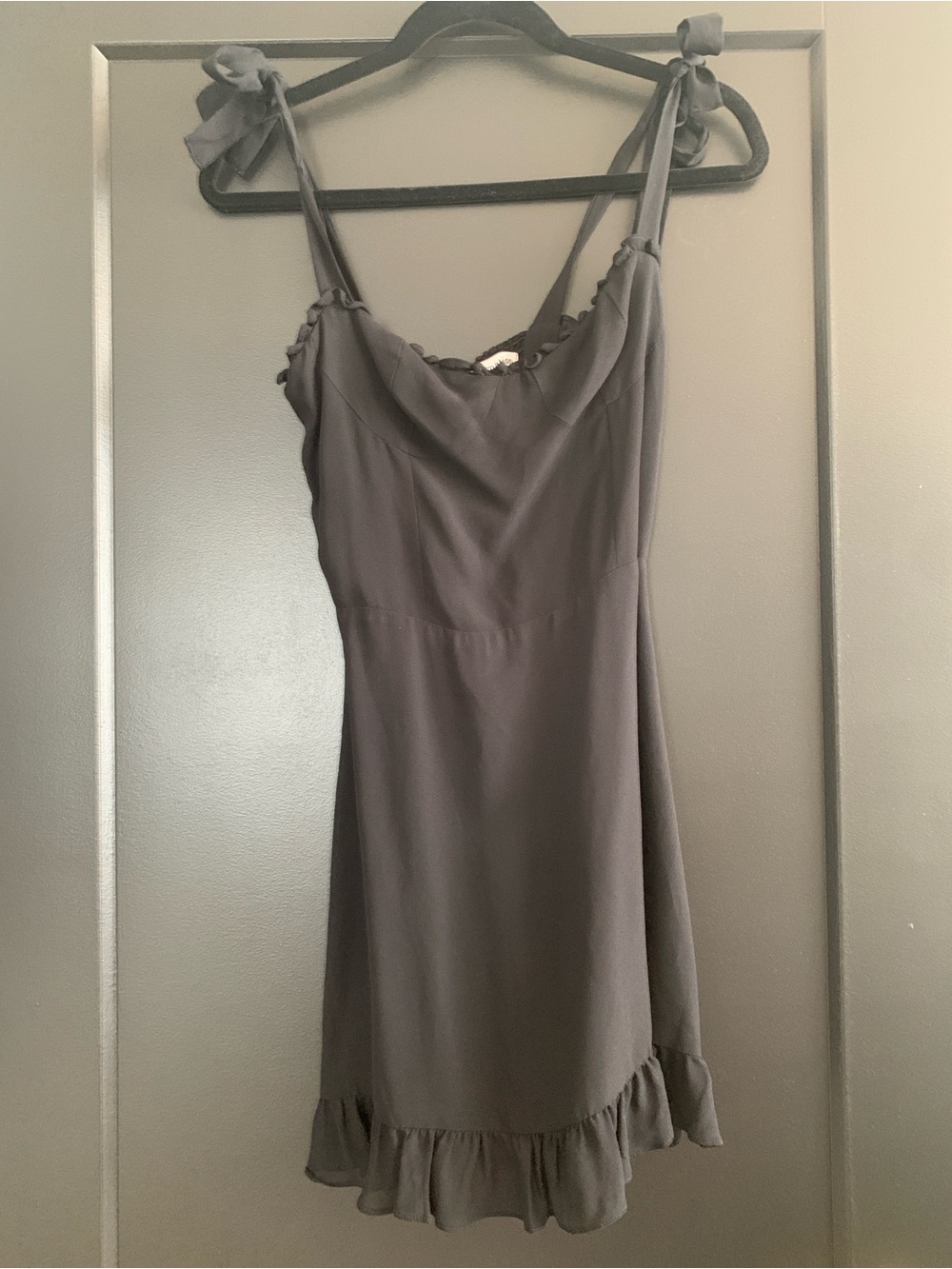 Reformation Tie-Shoulder Mini Dress - Black - Picture 2 of 3